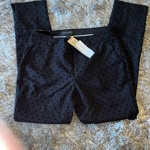 NWT Banana Republic ankle pant black with black velour polka dots Size 00P